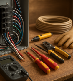 historical electrician workshop tools